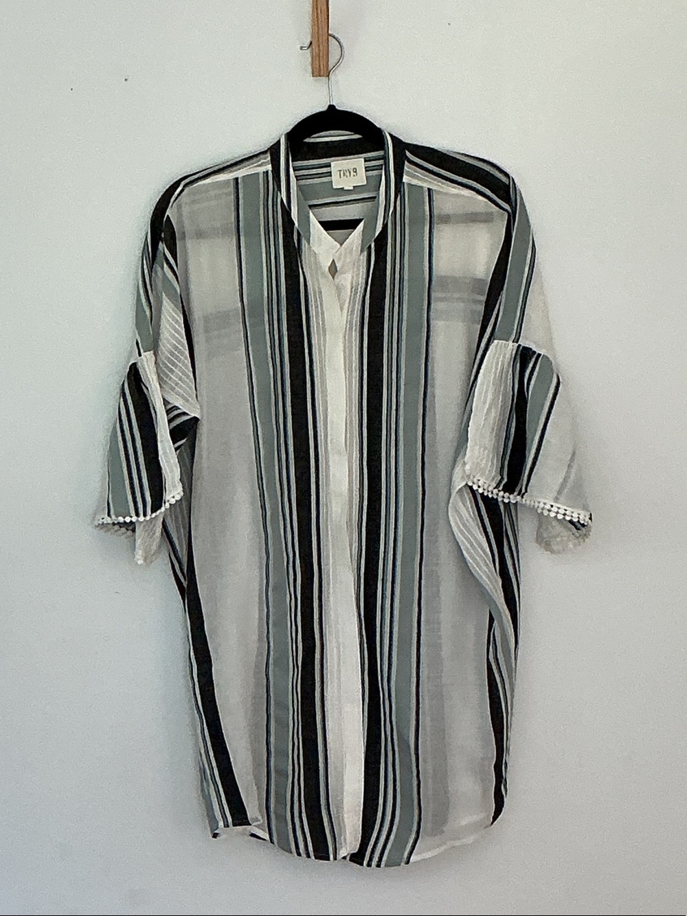 Women's Black & White Striped Sheer Camisole Cover-Up